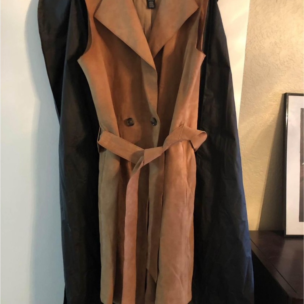 White House Black Market brown Leather knee length Vest
